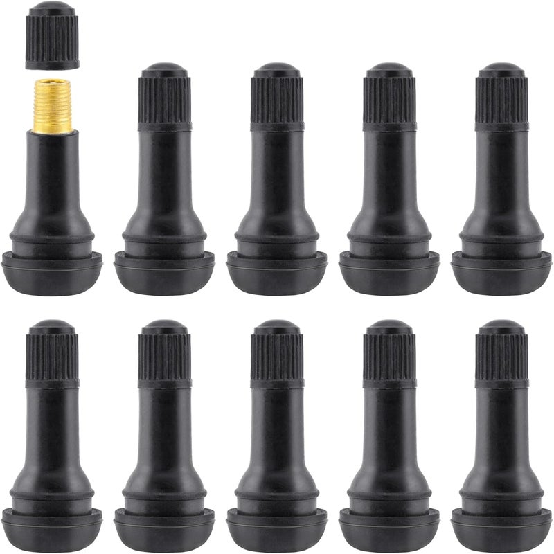 Quacc 10 PCS TR413 Rubber Snap-in Tire Valve Stems Sturdy Replacement Tyre Valves Stems for 0.453" Tubeless Rim Holes on Cars, Go-Karts, Trucks, Lawn mowers, Trailers - Image 1